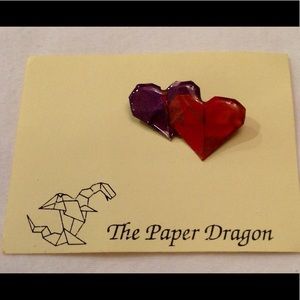 Handcrafted Origami Double Heart Pin